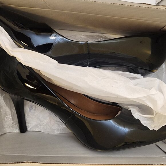 Calvin Klein Womens Gayle Poi Black Patent 10M - A005 - Picture 9 of 11